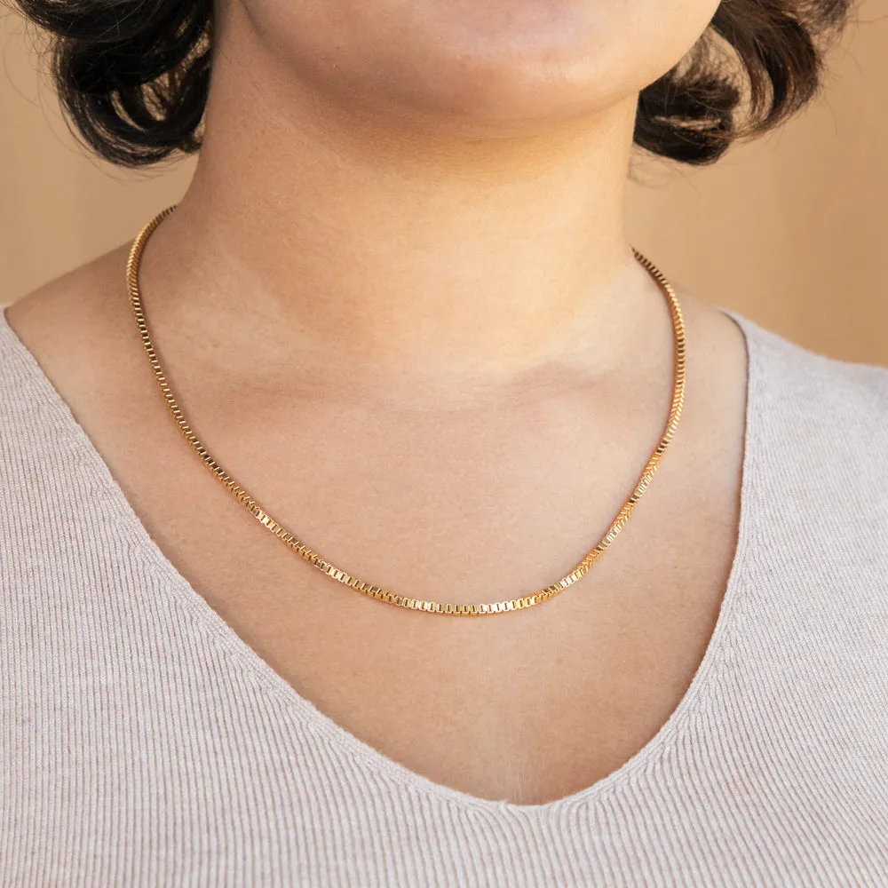9ct Yellow Gold Silver Filled 50cm Box Chain