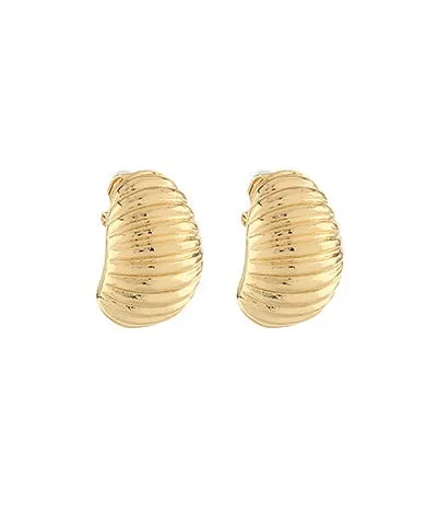 Lori Ribbed Oval Dome Shape Clip Earrings