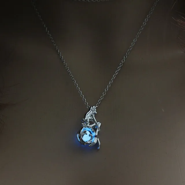 Moon Glowing Necklace Gem Charm Jewelry Silver Plated for Women