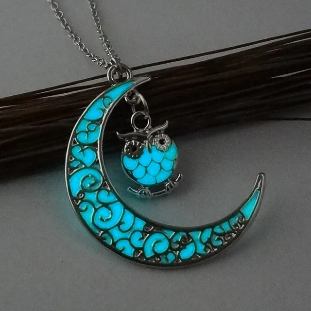Moon Glowing Necklace Gem Charm Jewelry Silver Plated for Women