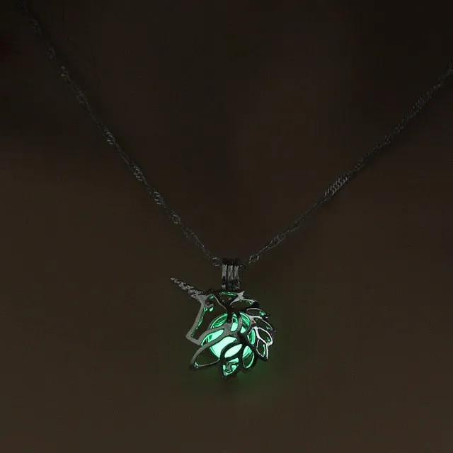 Moon Glowing Necklace Gem Charm Jewelry Silver Plated for Women