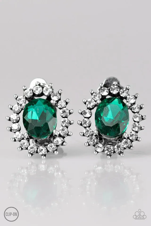 Paparazzi Earring ~ Glitter Glamour - Green